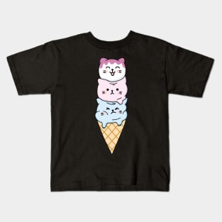 Kawaii Cat Ice Cream Kids T-Shirt